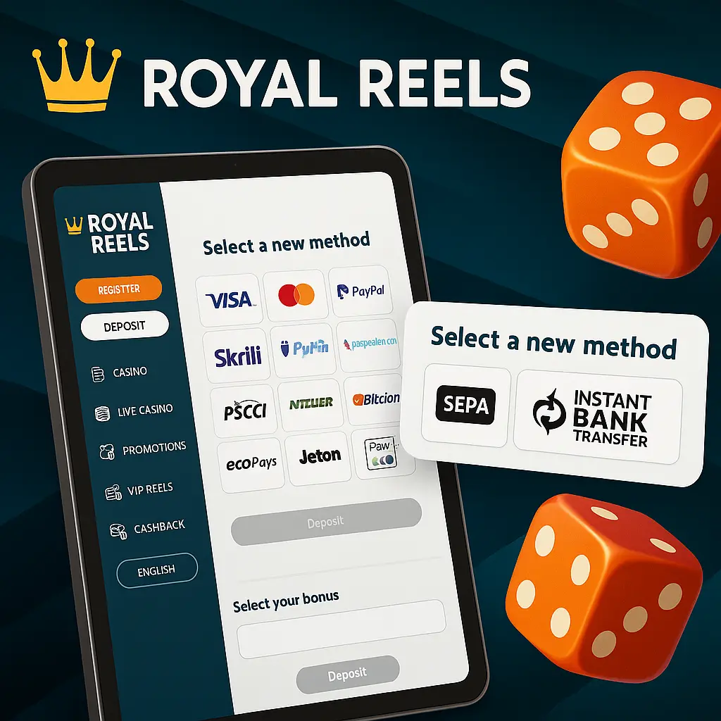Deposit money quickly and securely on the official Royal Reels Casino website.
