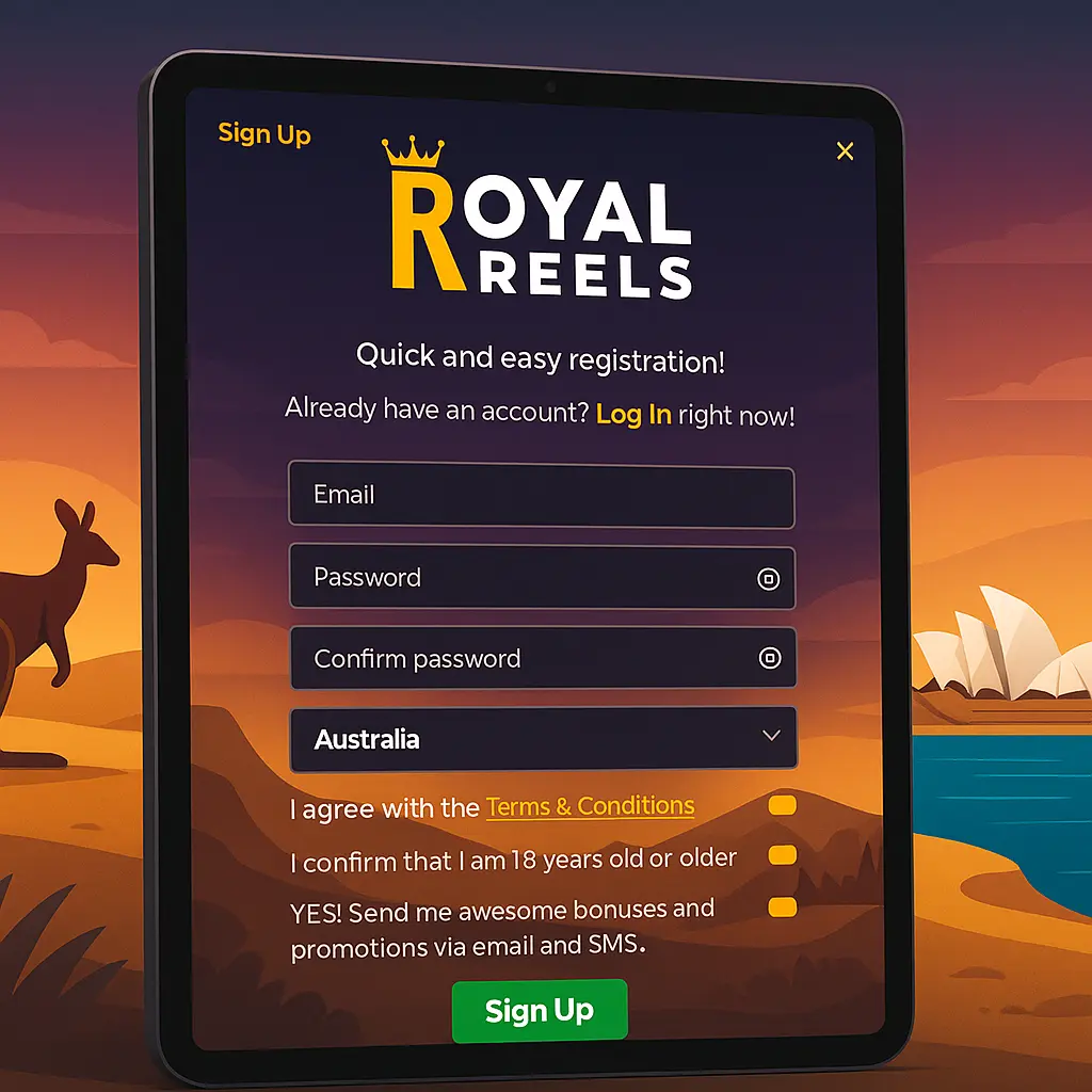 Follow these steps to securely log into your Royal Reels account.
